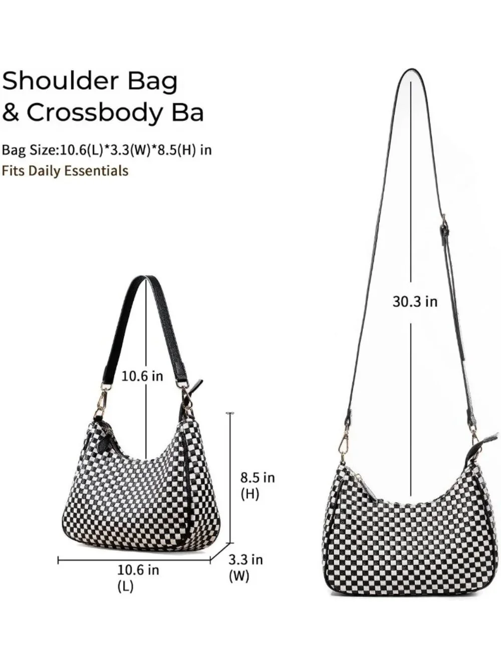 Chic Black Vegan Leather Woven Shoulder Bag, Slouchy Hobo Crossbody Tote
